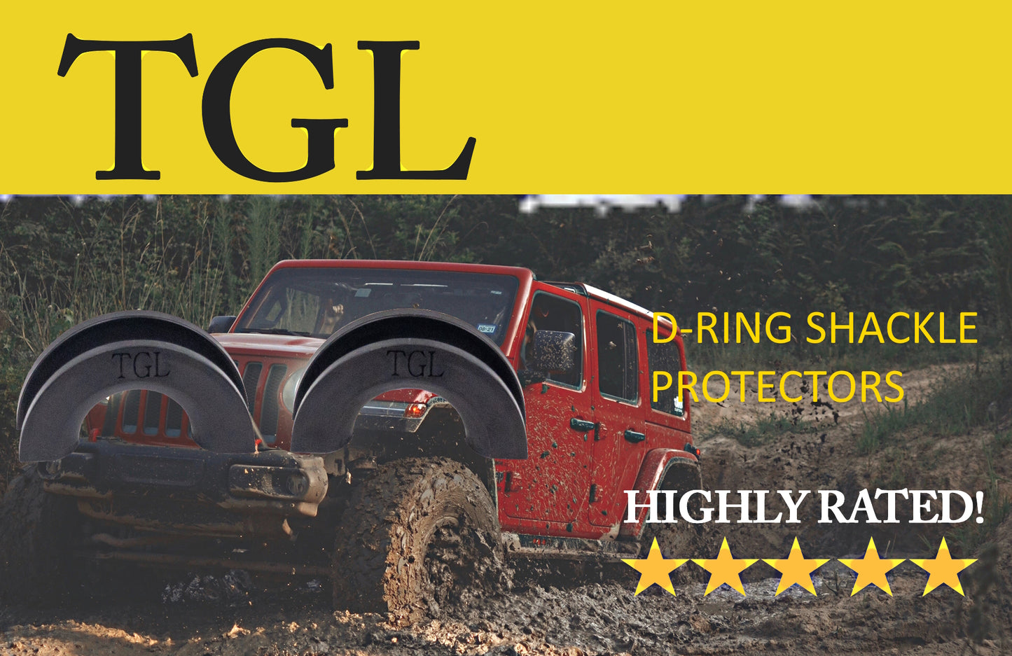 TGL Pack 2 D-Ring Shackle Isolators, D Ring Protectors for 3/4 inch D Ring Shackles. Reduce Rattling, Protect Your Bumper from Damage (Black Color). Compatible with Jeep Accessories, Ford, Toyota.