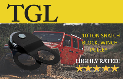 TGL 10 Ton Winch Snatch Block Towing Pulley Blocks 22,000 LBS Capacity, Heavy Duty Offroad Recovery Accessory for Truck, Tractor, ATV & UTV