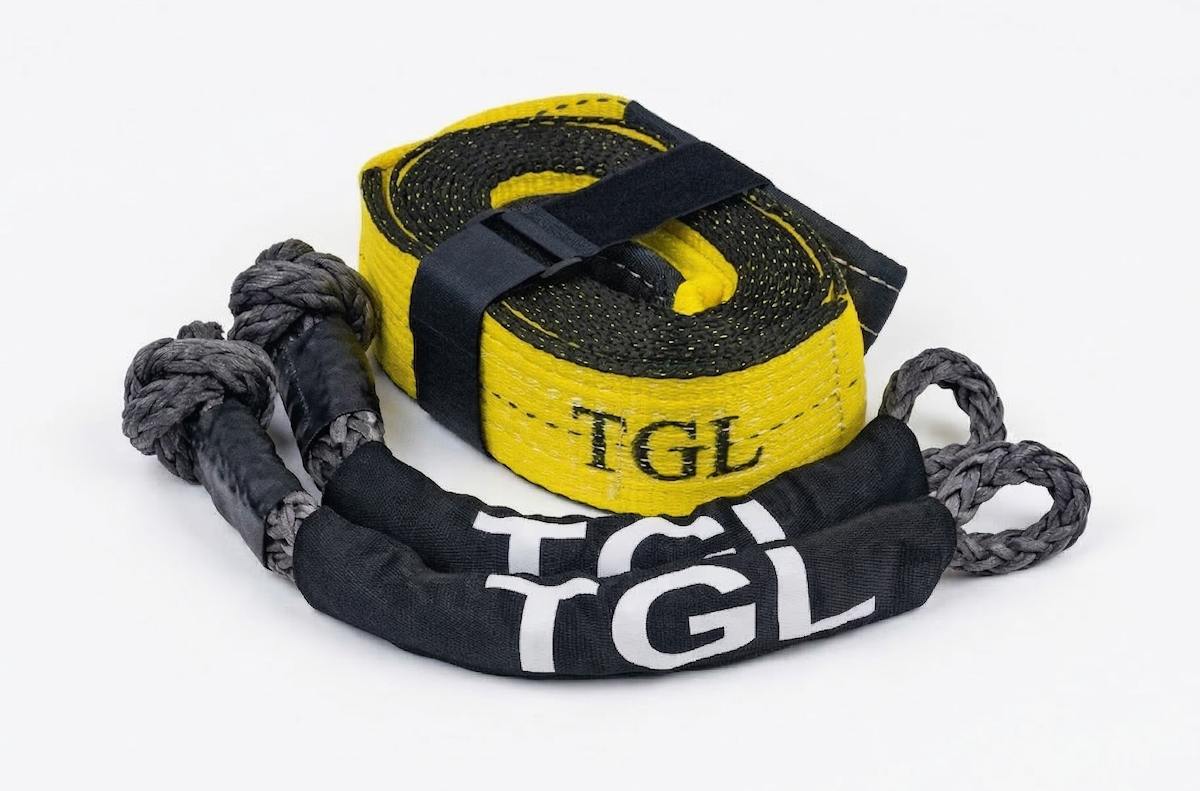 TGL 3 inch, 20 Foot Heavy Duty Tow Strap with Loops. Includes 2-Pack of Recovery Soft Shackles. Tow Strap Recovery Kit for Trucks is Perfect for Truck Towing. Compatible with Jeep, Ford, Toyota.