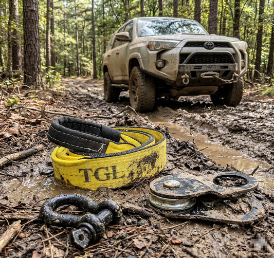 TGL Offroad Recovery Winch Kit - 10 Ton Heavy Duty Winch Snatch Block Pulley, 3" x8' Tree Saver, Tow Strap, Winch Strap and 2pk 3/4" D Ring Shackles. Compatible with Jeep Accessories, Ford, Toyota.