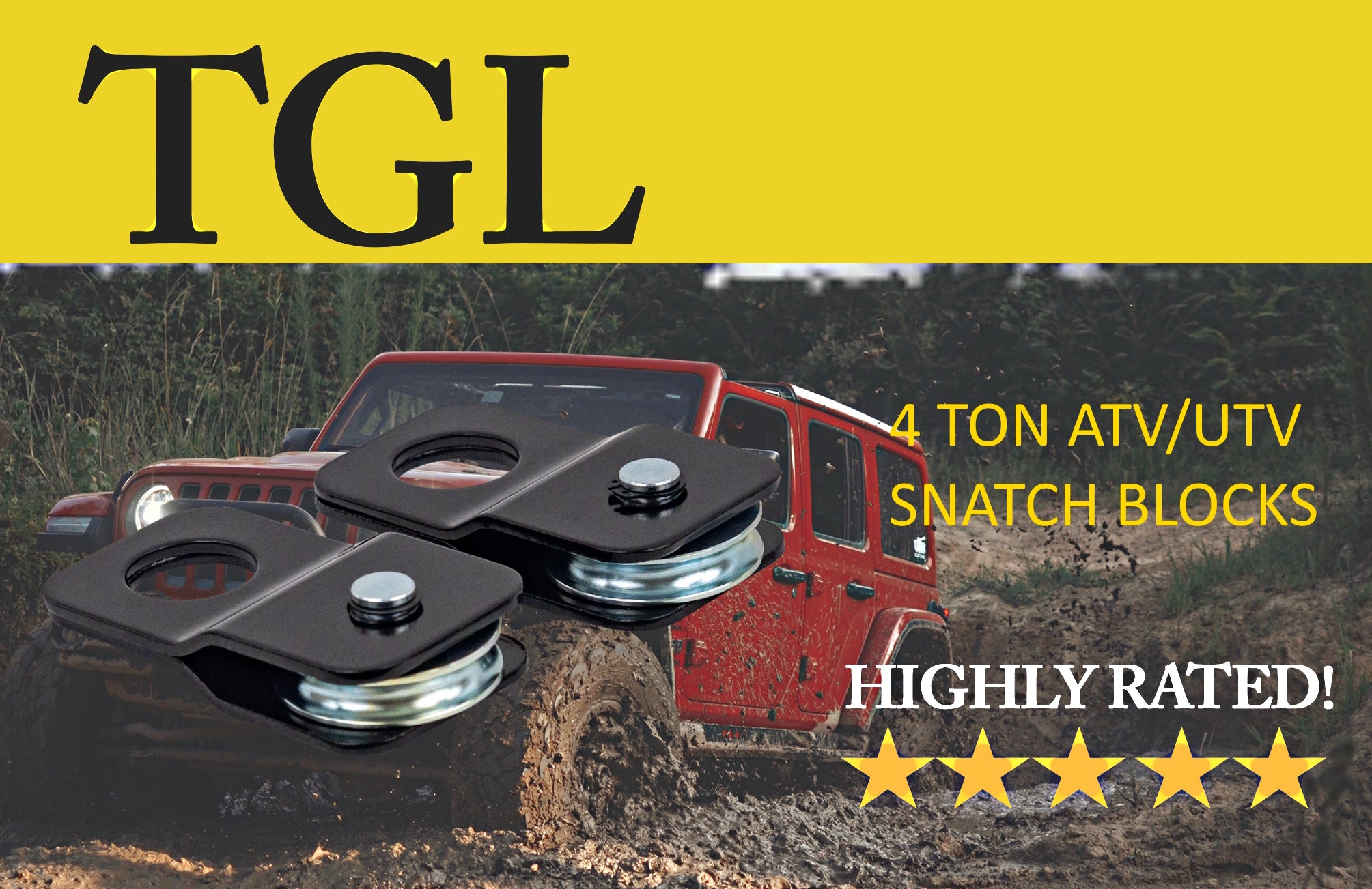 Utv Blocks Set 4x4 Accessories Offroad TICONN 10 Ton Winch Snatch Block Towing Pulley ...