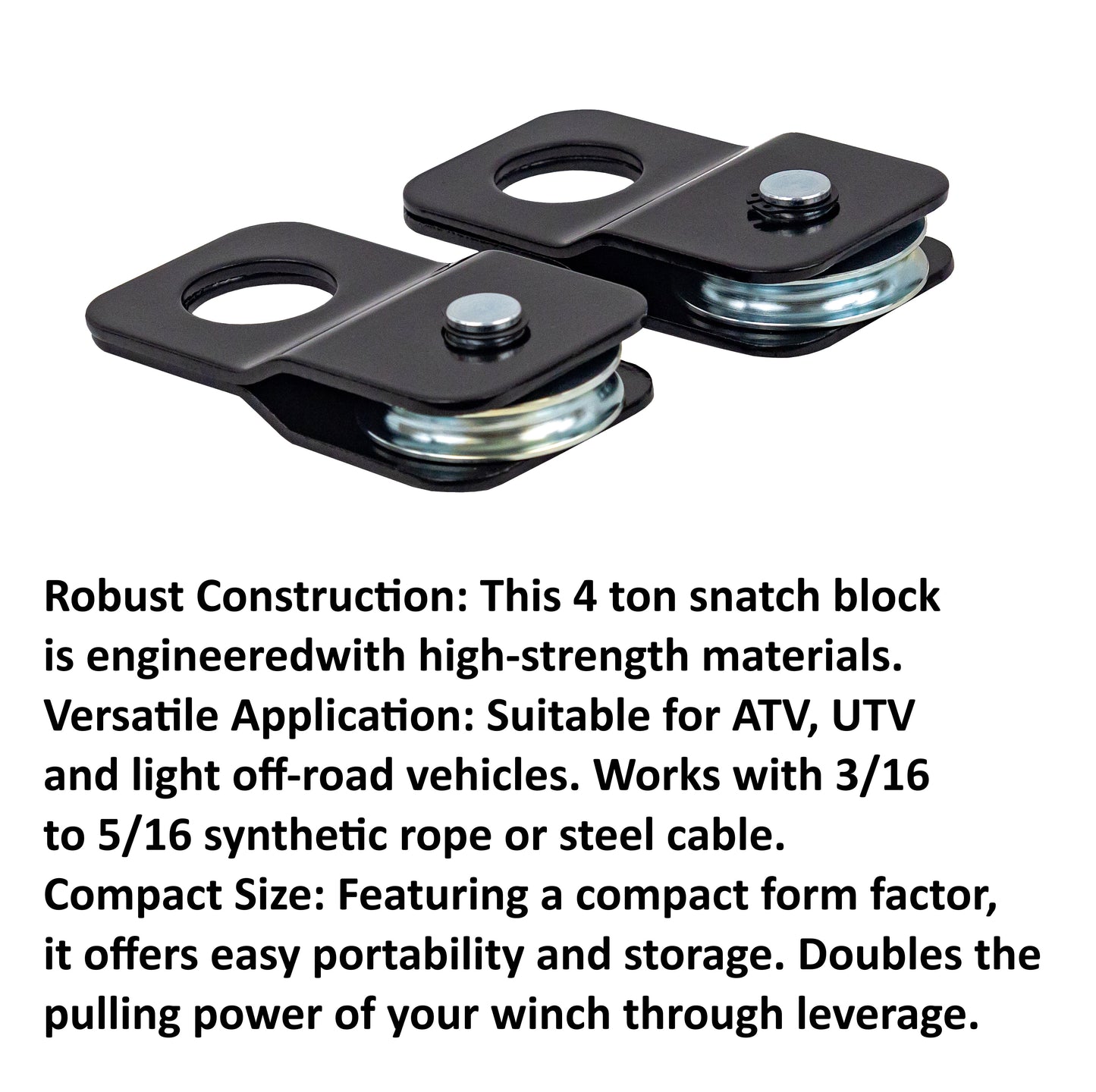 TGL 4 ton ATV, UTV Snatch Block, Winch Pulley, 2-Pack