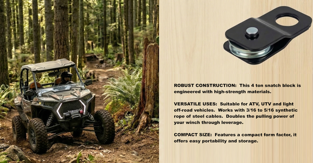 TGL 4 ton Heavy Duty Recovery Winch Snatch Block and Tackle Pulley System for Synthetic Rope or Steel Cable. Use with Your Winch or Come Along Pulley. 2-Pack