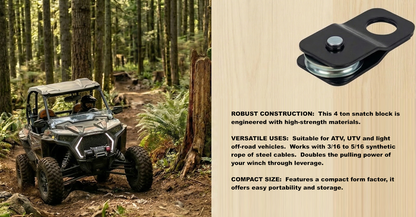 TGL 4 ton Heavy Duty Recovery Winch Snatch Block and Tackle Pulley System for Synthetic Rope or Steel Cable. Use with Your Winch or Come Along Pulley. 2-Pack