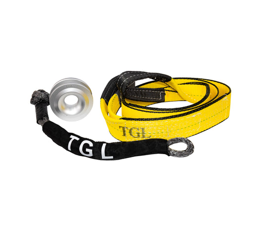 TGL Snatch Block Ring, Winch Pulley with Soft Shackle, 3" Tree Saver Strap