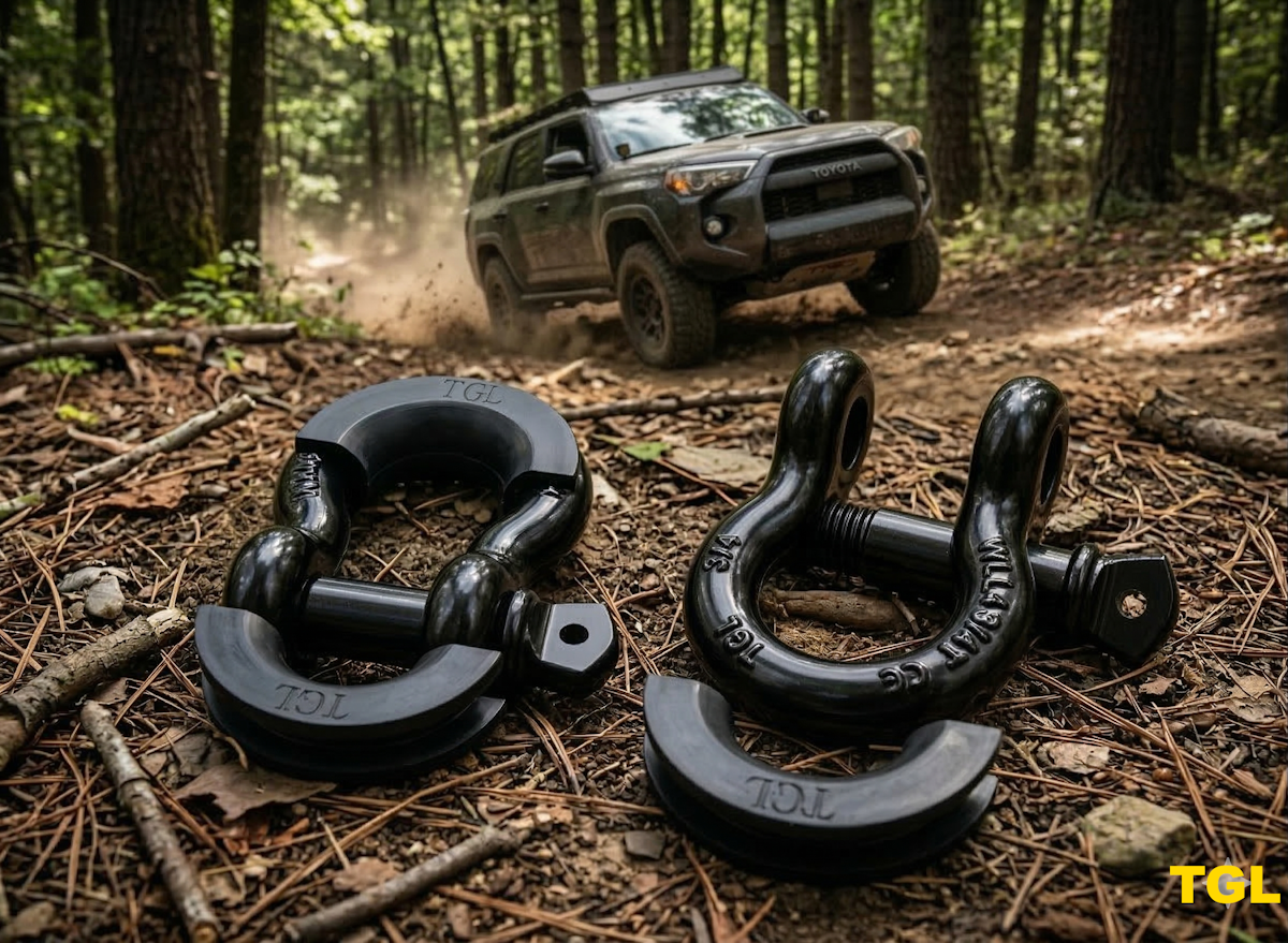 TGL Pack 2 D-Ring Shackle Isolators, D Ring Protectors for 3/4 inch D Ring Shackles. Reduce Rattling, Protect Your Bumper from Damage (Black Color). Compatible with Jeep Accessories, Ford, Toyota.