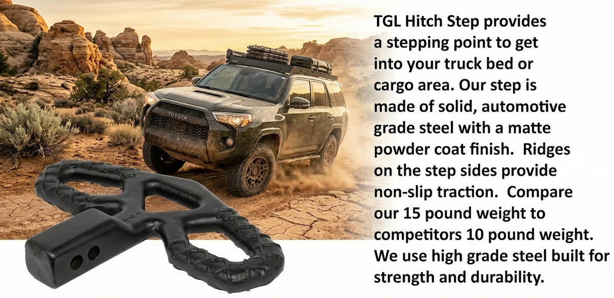 TGL Truck Hitch Step, Trailer Hitch Step Bar, Tow Hitch Step for 2 inch Receivers, Great Accessories for Towing, Recovery and Accessing Roof and Bed. Compatible with Jeep Accessories, Ford, Toyota.