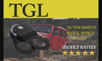 TGL 10 Ton Winch Snatch Block Towing Pulley Blocks 22,000 LBS Capacity, Heavy Duty Offroad Recovery Accessory for Truck, Tractor, ATV & UTV