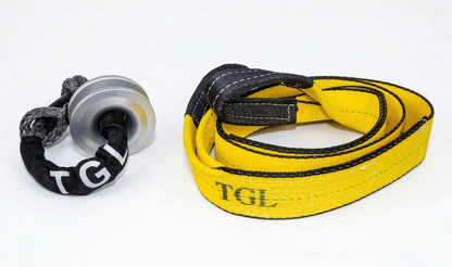 TGL Snatch Block Winch Pulley Ring with Recovery Soft Shackle, 3" Tree Saver, Tow Strap with Loops. Perfect Winch Accessory for Come Along Winch. Compatible with Jeep Accessories, Ford, Toyota.