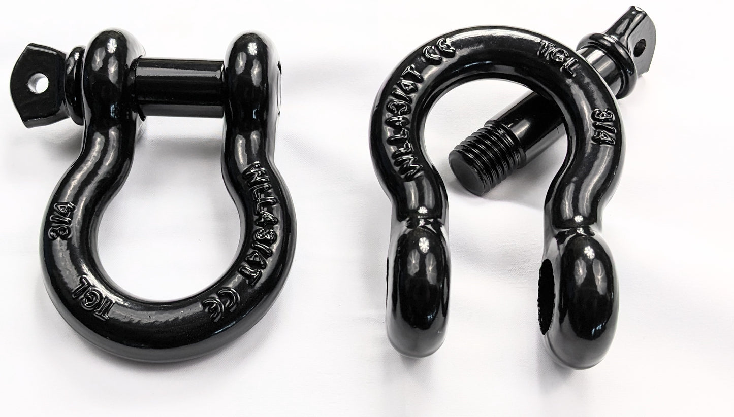 TGL 2-Pack of 3/4 inch D Ring Shackle, Tow Hooks, 40,000 Pound Break Strength