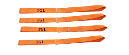 TGL Soft Loop Tie Down Straps - 2300 lb Load Capacity - 4 Pack - Loops for Securing ATV, UTV, Motorcycles, Scooters, Dirt Bikes, Lawn & Garden Equipment, Sails, Anchors
