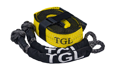 TGL 3 inch, 20 Foot Heavy Duty Tow Strap with Loops. Includes 2-Pack of Recovery Soft Shackles. Tow Strap Recovery Kit for Trucks is Perfect for Truck Towing. Compatible with Jeep, Ford, Toyota.