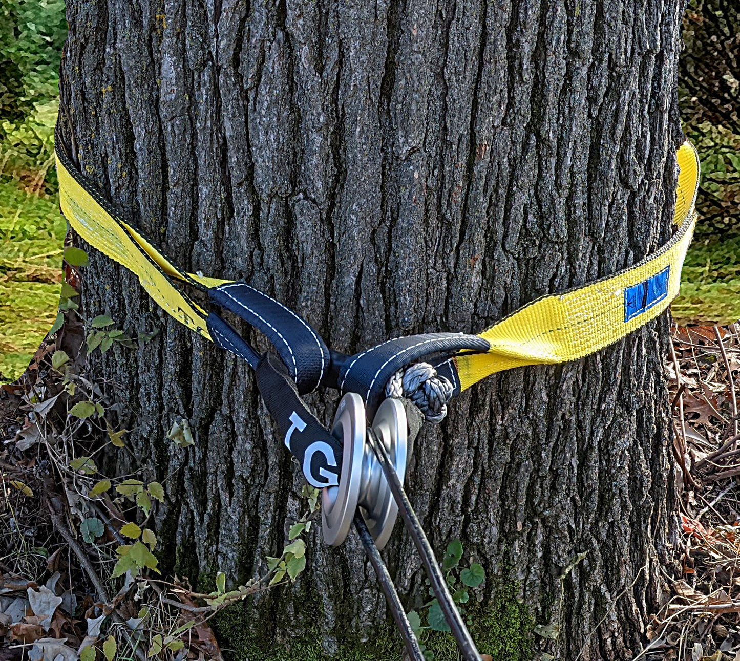 TGL Snatch Block Winch Pulley Ring with Recovery Soft Shackle, 3" Tree Saver Heavy Duty Strap with Loops