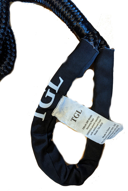 TGL 7/8 inch, 20 Foot USA Kinetic Recovery Tow Rope, Heavy Duty Offroad Snatch Strap for UTV, ATV, Truck, Car, Tractor - Elastic Straps Towing Gear